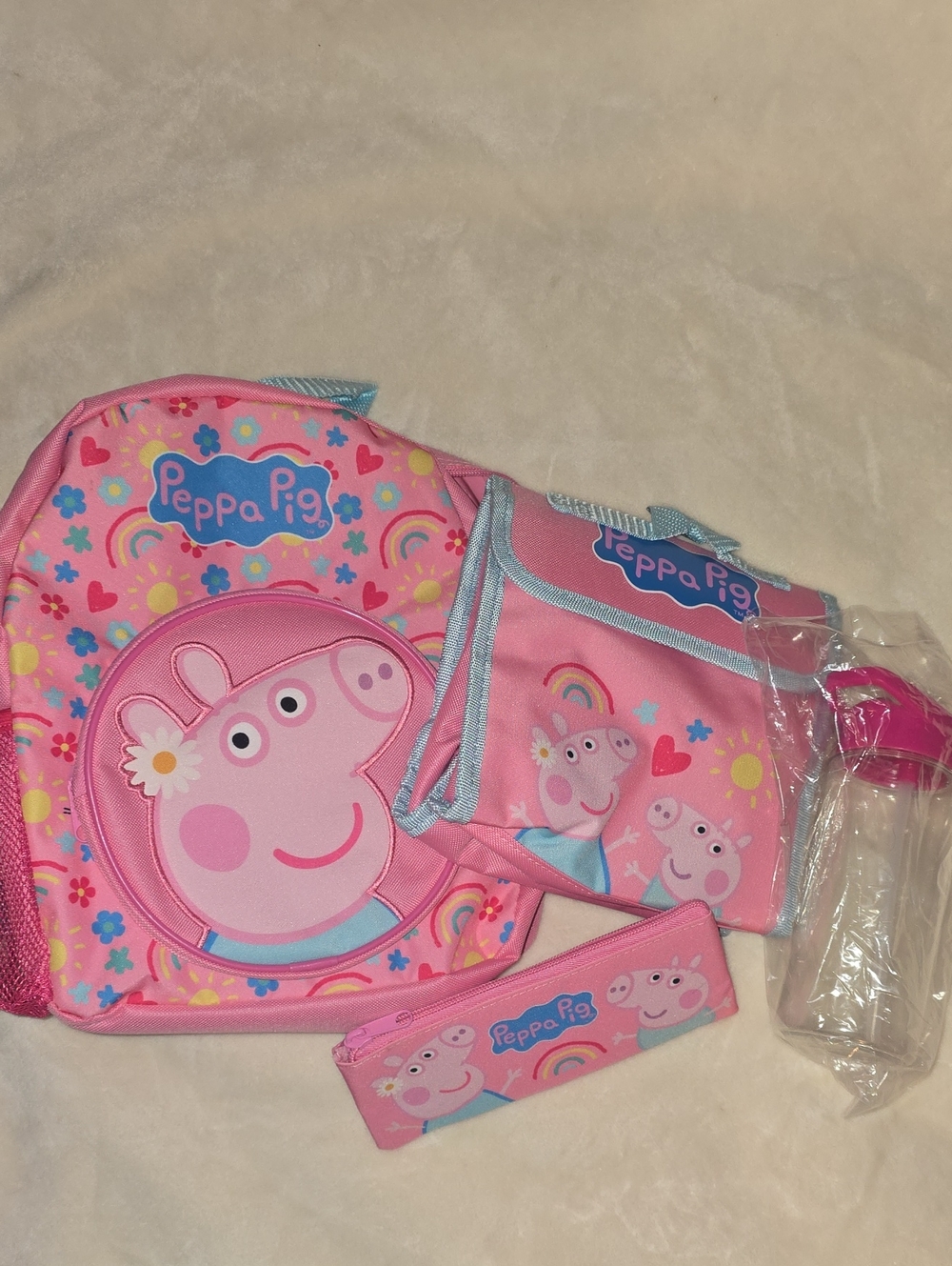 Peppa Pig Pink Kids Backpack Set with Lunch Bag, Pencil Case and Bottle